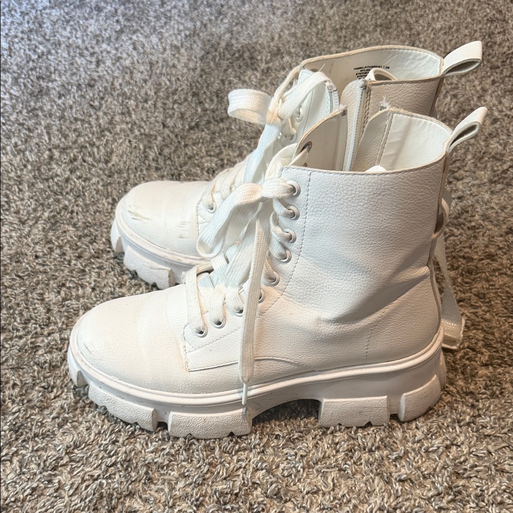 Steve Madden White Combat Boots